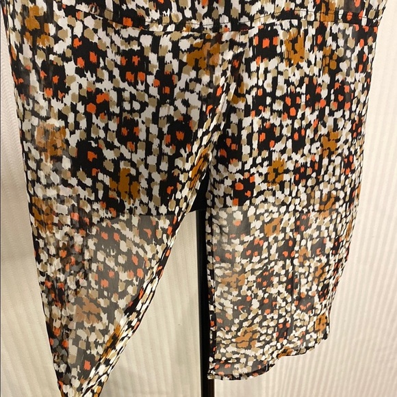 Lane Bryant Sleeveless Blouse Button Down Flowy Abstract Brown Black Size 16 - Picture 8 of 11